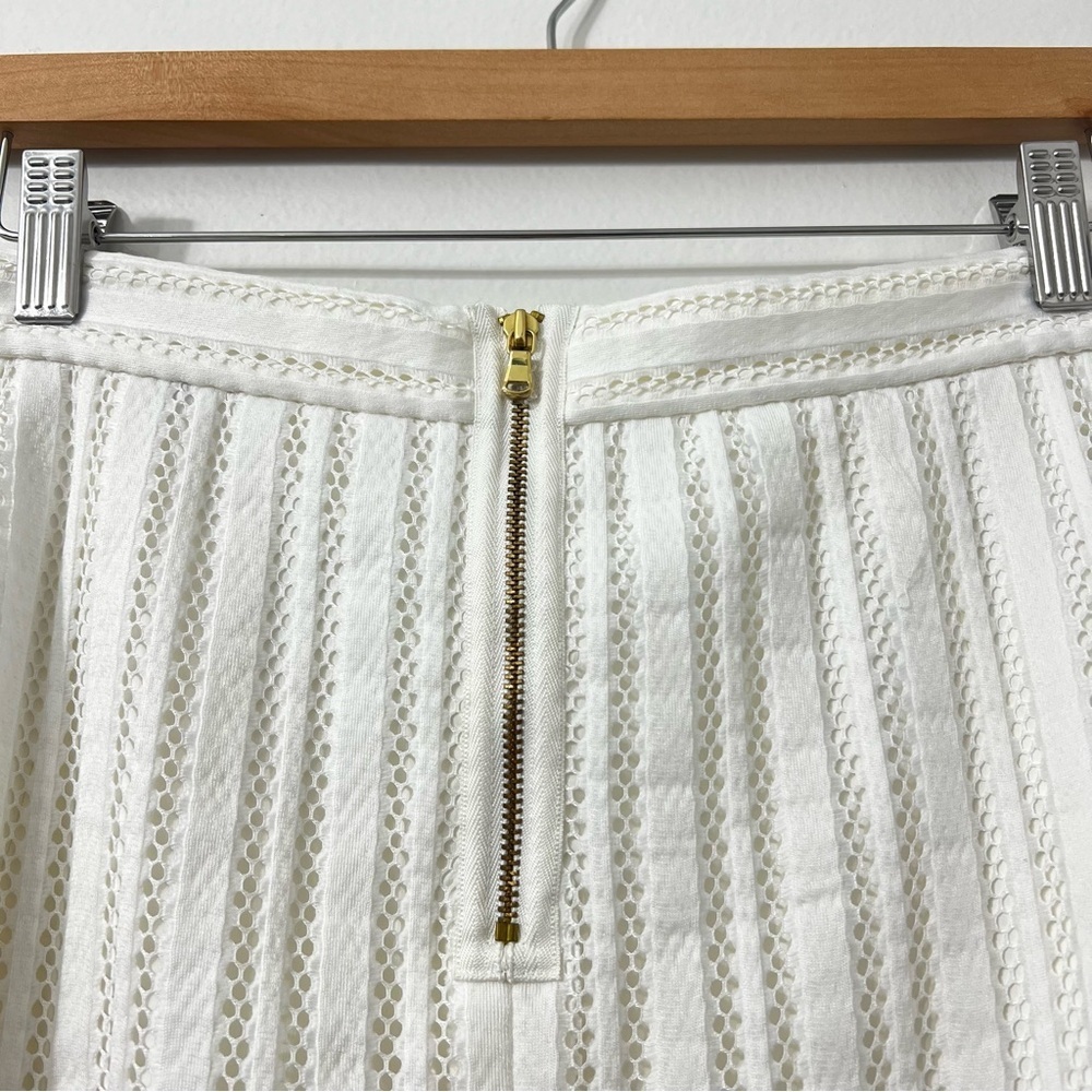 J.Crew 6 White A-Line Lace Eyelet Coastal Preppy Old Money Boho Above Knee Skirt - Picture 6 of 13